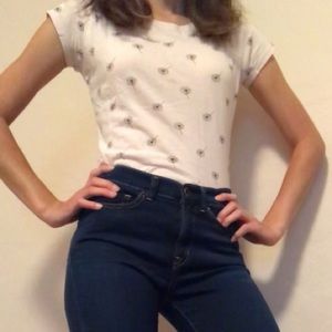 3/25💙 Pink Dandelion Print Crew Neck Tee